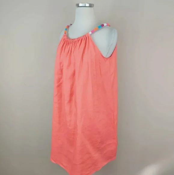 🏝 St Tropez west coral linen dress size small 🦀 - Picture 5 of 8